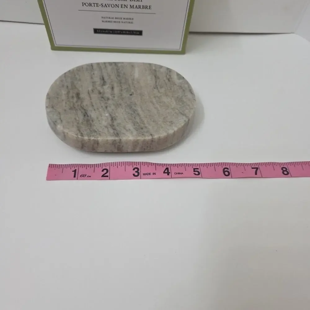 Archipelago Marble Soap Dish Natural Beige Oval 5.5x4x.7